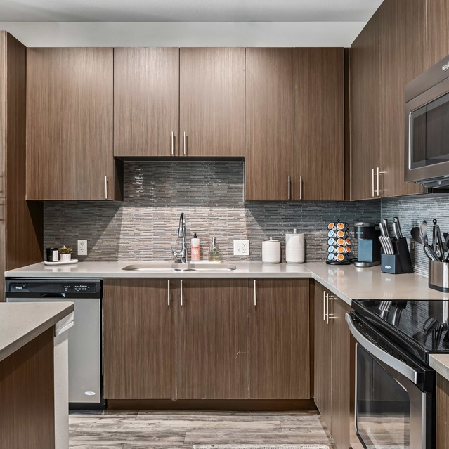 The Arnold - Kitchen with Stainless Steel Appliances and Quartz Countertops